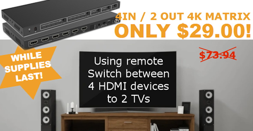 4in 2 out HDMI Matrix