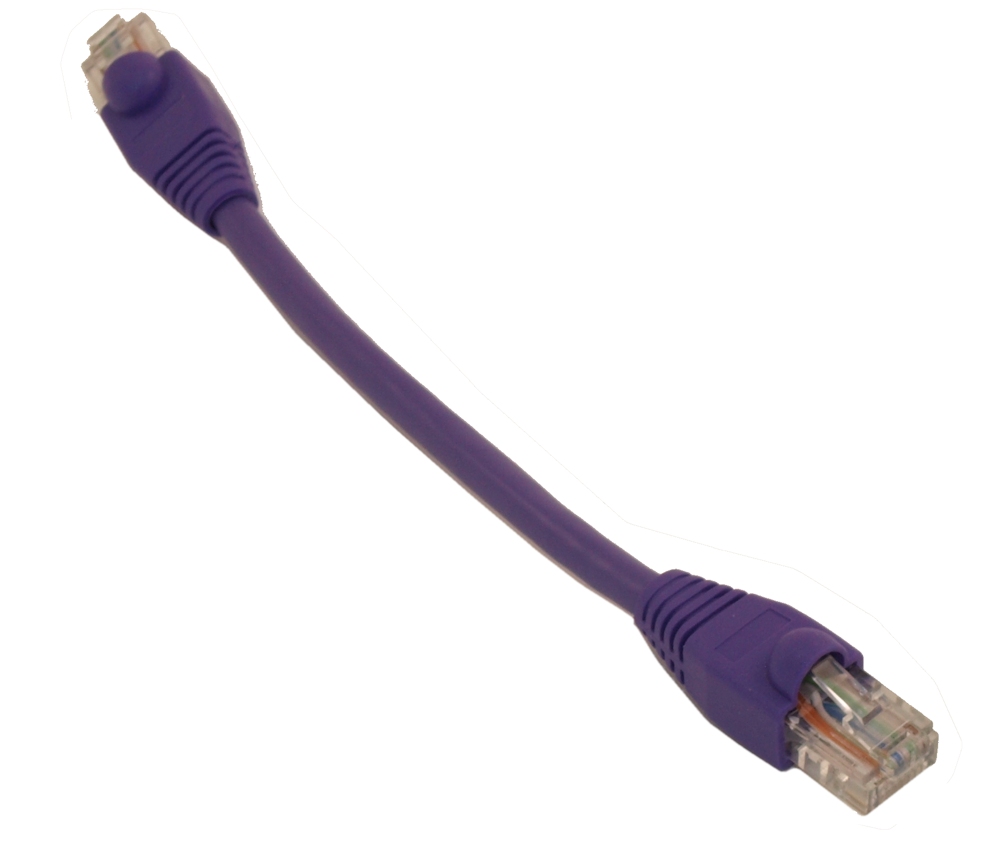 Cable de conexión Cat6 Ethernet RJ45 de 6 pulgadas varado sin enganches arranque púrpura - Imagen 1 de 3