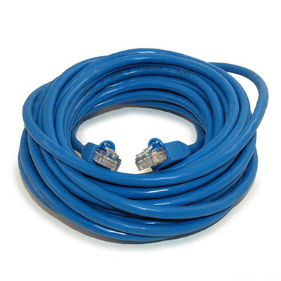 30ft Cat6 Ethernet RJ45 Patch Cable, Stranded, Snagless Booted, BLUE 