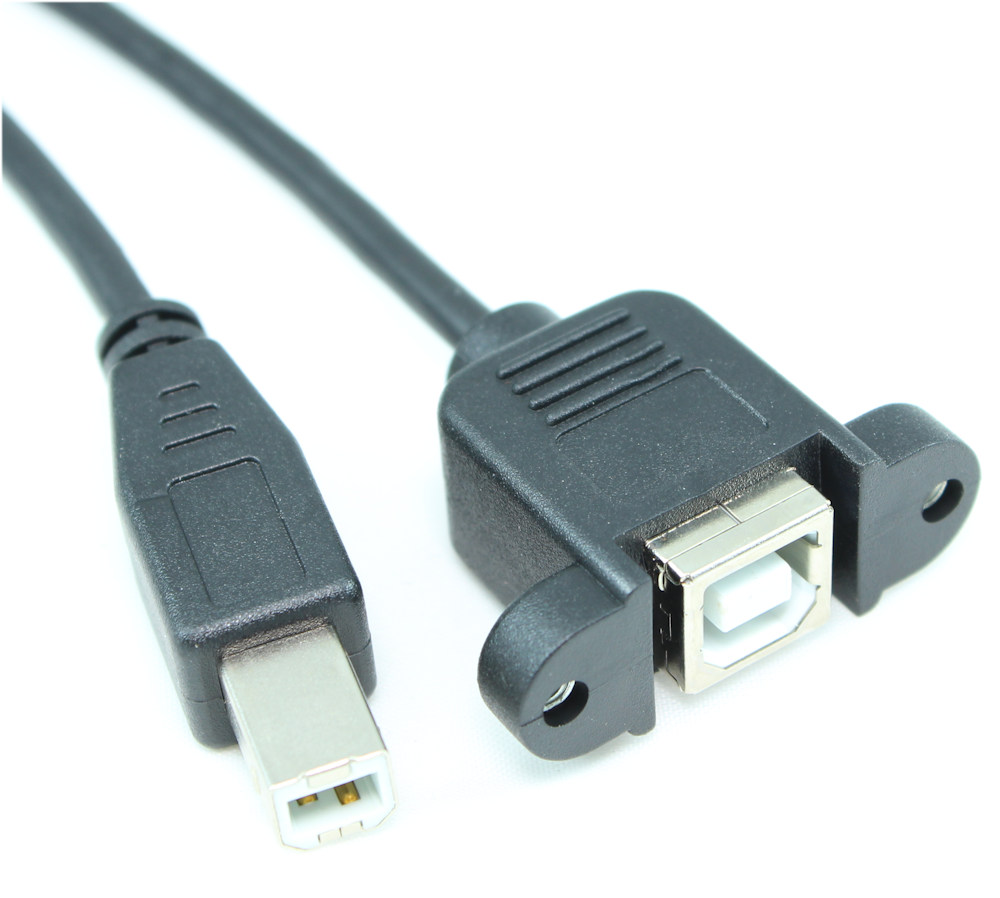 My Cable Mart - 6inch USB 2.0 Type B Male To B Female PANEL MOUNT Cable