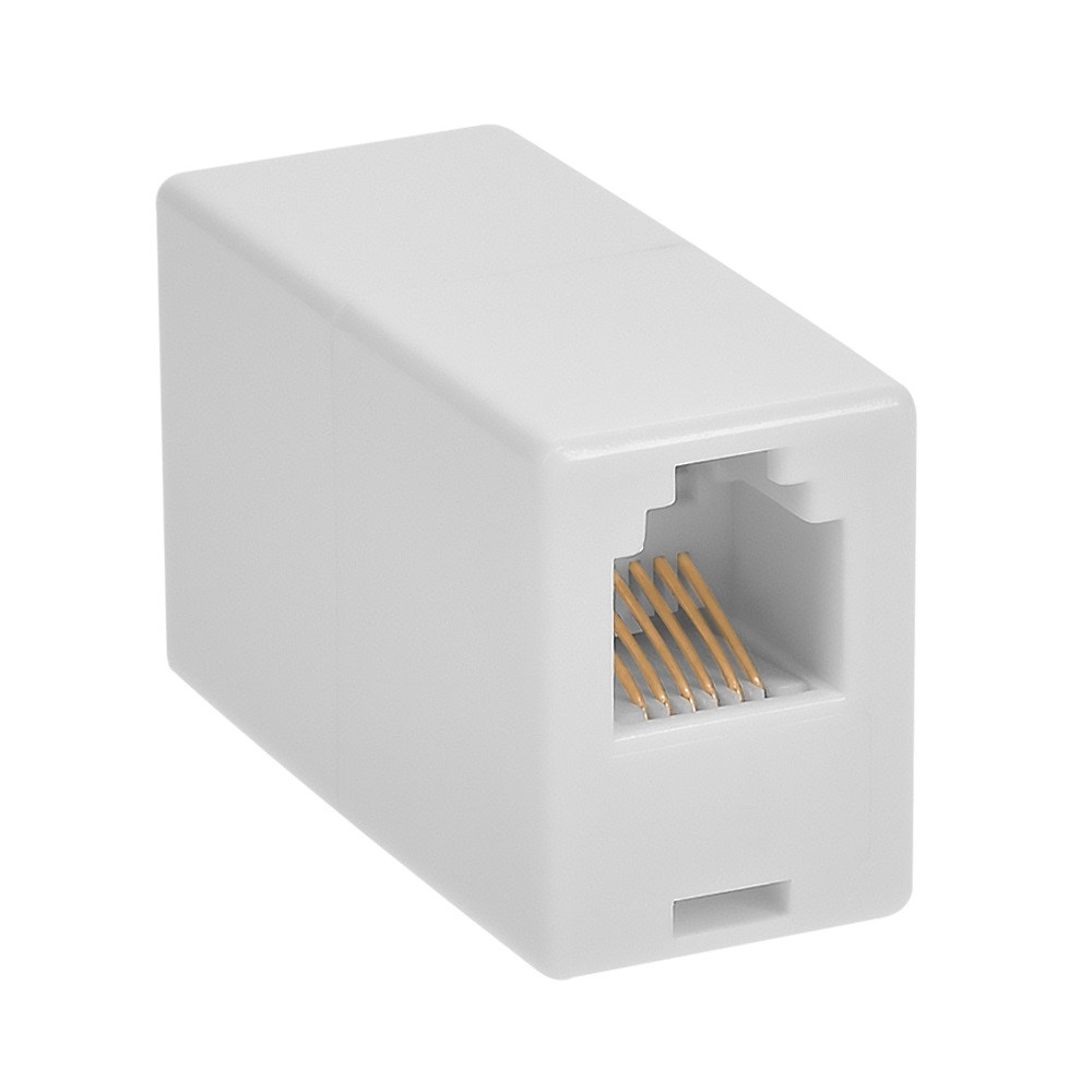 My Cable Mart - RJ12 6 Pin Modular Telephone Coupler, Straight Thru, White