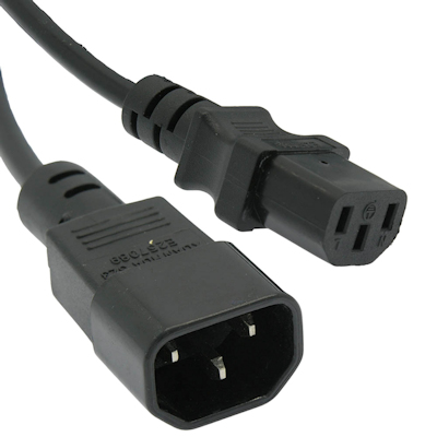 6ft Computer Power Extension Cord (NEMA C14 to C13 Plug 16AWG, Black