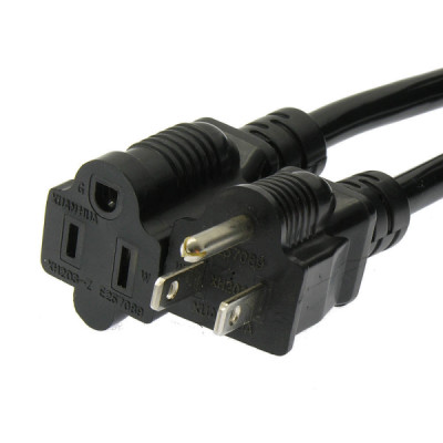 3ft Standard Power Extension Cord (NEMA 5-15P to 5-15R Plug 16AWG, Black