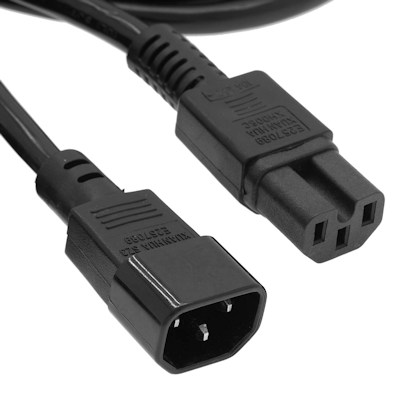 6ft Computer Power Extension Cord (NEMA C14 to C15 Plug 14AWG, Black