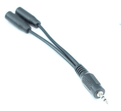 4inch 2.5mm Mini-Stereo (TRS) Male to Two 2.5mm MONO (TS) Adapter Y-Cable Female Splitter