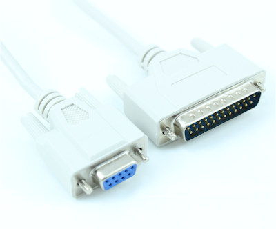15ft Serial NULL-MODEM, DB25 MALE TO DB9 FEMALE CABLE