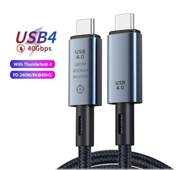 3ft USB4 Type-C Thunderbolt 4 (40Gbps, 240W, PD, 8K) Cable