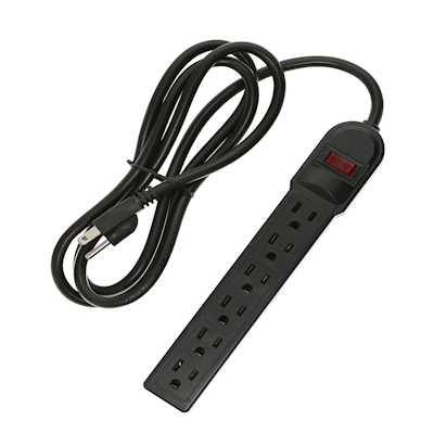 12Ft 6-Outlet Surge Protector 14AWG/3, 15A, 90J Black