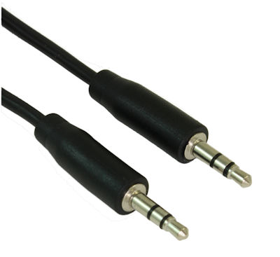 10inch 3.5mm SLIM Mini-Stereo TRS Male to Male Speaker/Audio Cable, Black