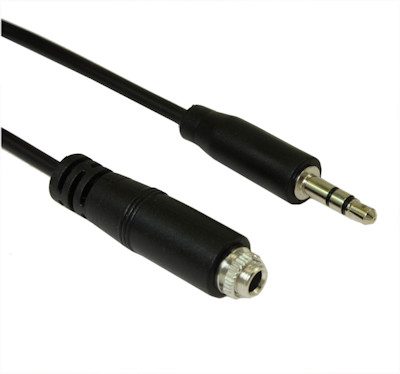 10inch 3.5mm Stereo TRS Male to Female Panel-Mount Extension Cable