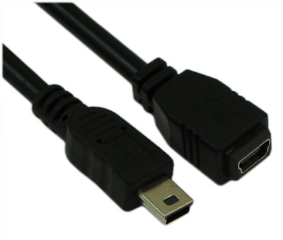 12 inch USB 2.0 Certified 480Mbps Mini-B/5-Pin Male/Female EXTENSION Cable