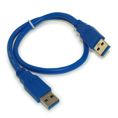 12 inch USB 3.2 Gen 1 SUPERSPEED 5Gbps Type A Male to A Male Cable, BLUE