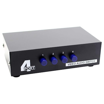 4-Way Composite Video and L/R Audio RCA Switch