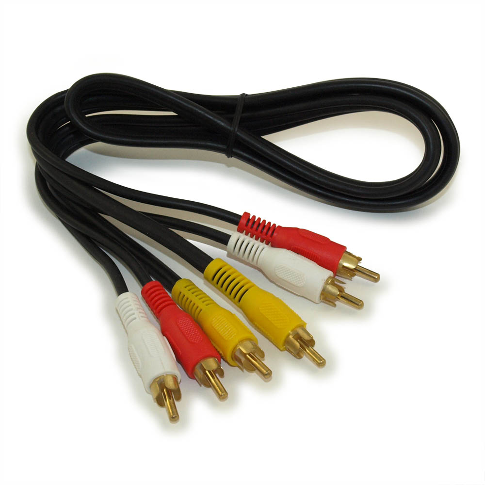 My Cable Mart 3ft 3 Wire RCA PREMIUM Composite Video with Audio Gold