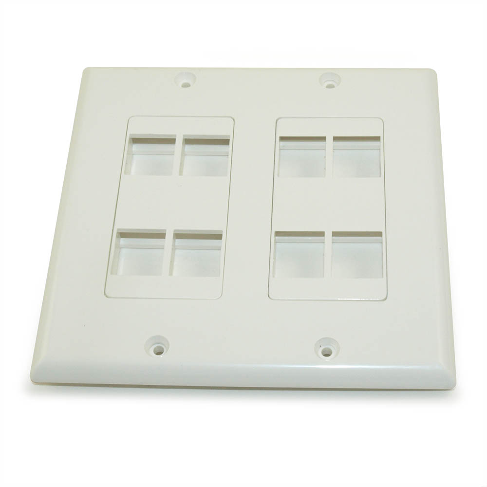 My Cable Mart Wall plate Decora Keystone, DUAL Gang 8 Hole White