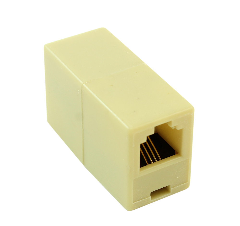 My Cable Mart - RJ11 4 Pin Modular Telephone Coupler, Straight, Ivory