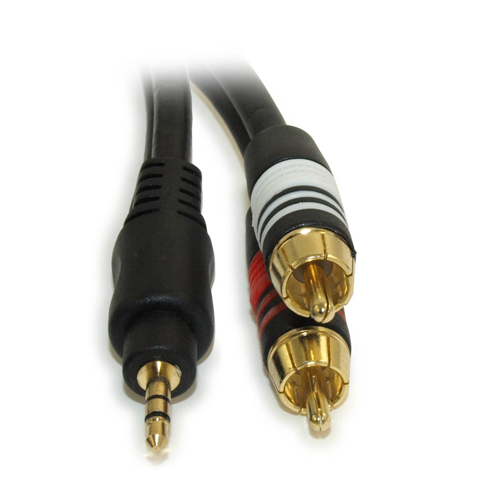 My Cable Mart 25ft 35mm Premium Mini Stereo Trs Male To 2 Rca Male Audiospeaker Cable 4679