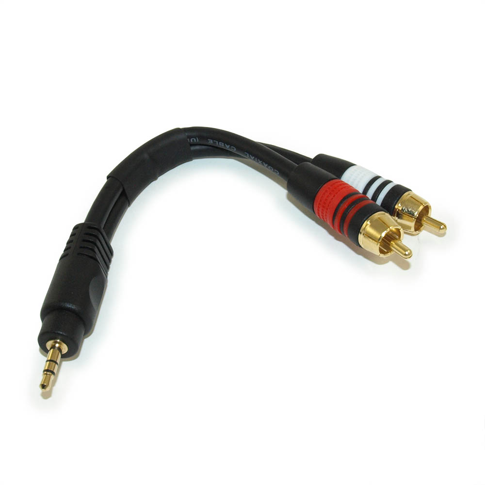 My Cable Mart 6inch 35mm Premium Mini Stereo Trs Male To 2 Rca Male Audiospeaker Cable 8771