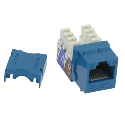 Keystone Jack Insert/Punch-down - Cat 6 RJ45 Networking, Blue