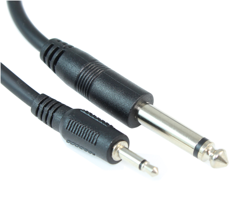 15ft 1/4inchinch MONO (TS) to 3.5mm Audio/Guitar Male to Male Cable Black - Picture 1 of 3