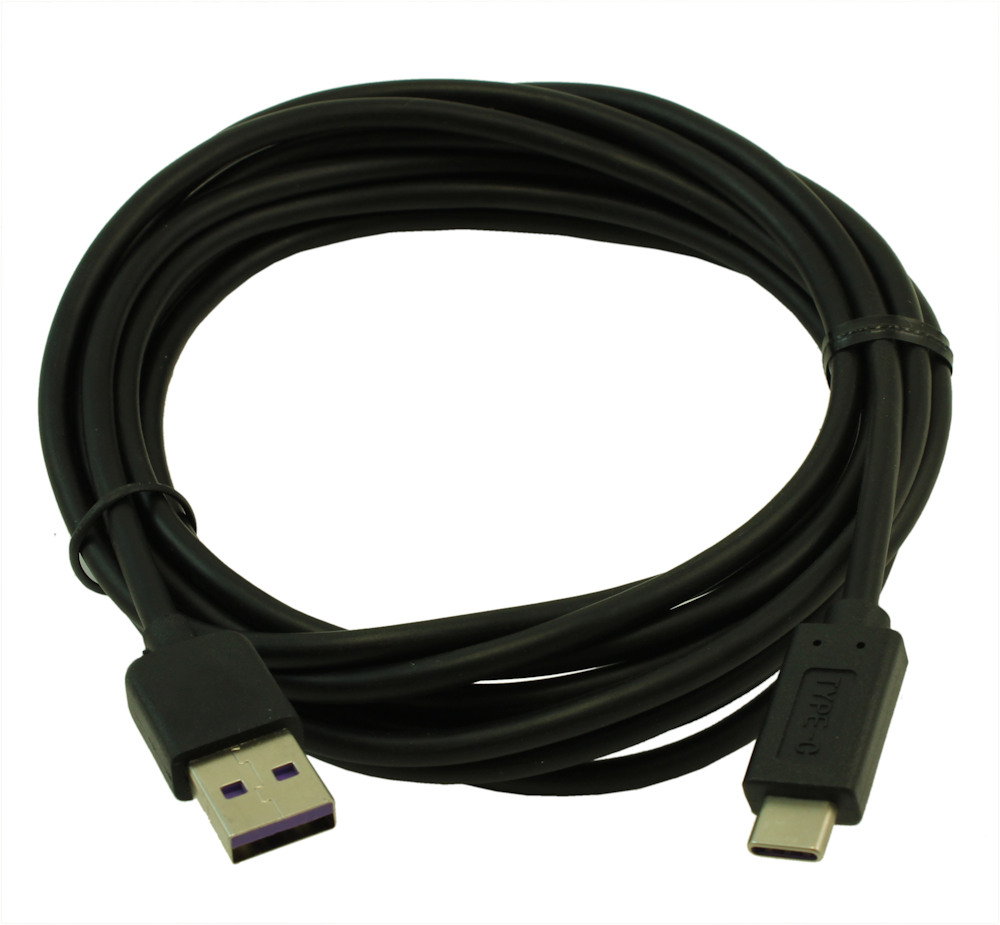 10ft USB QUICK-CHARGE v3 Type-C Male to Type-A Male Cables 480Mbps Black - Picture 2 of 3