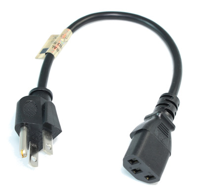 1ft Computer Power Cord (NEMA 5-15P to C13 Plug 18AWG, Black