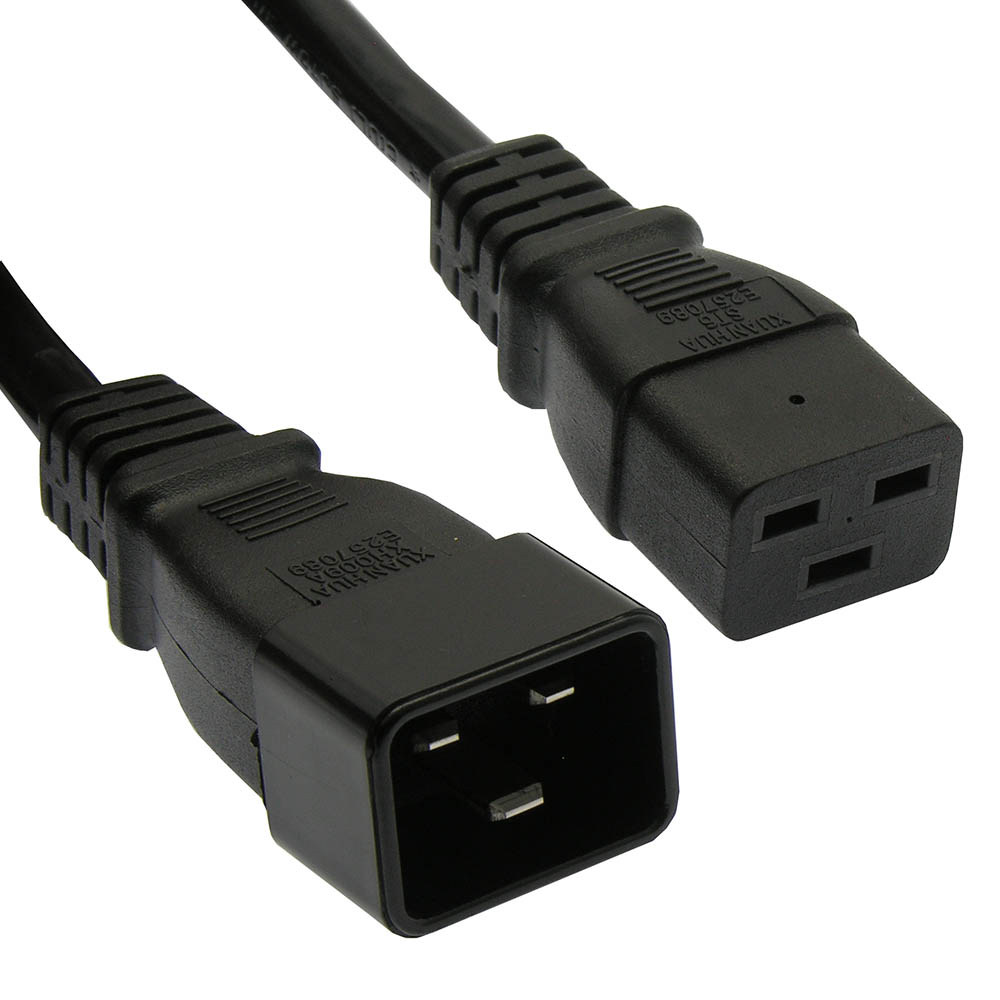 10ft Computer Power Cord (NEMA C19 to C20 Plug 14AWG Black - Picture 1 of 2